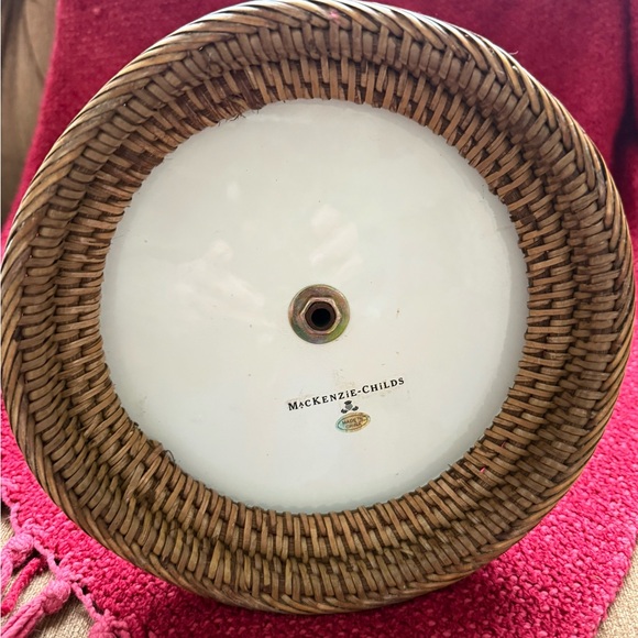 MacKenzie-Childs Courtly check with rattan base Paper Towel Holder - Picture 2 of 3